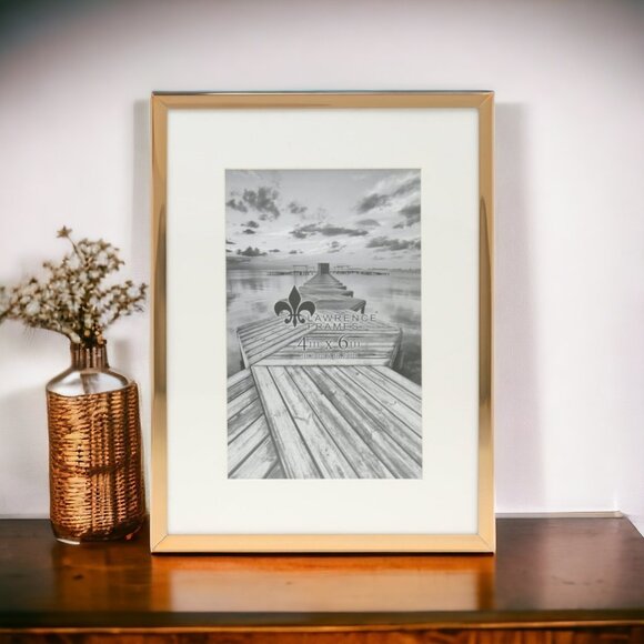 LAWRENCE FRAMES 4x6 Gold Matted Picture Frame - Picture 1 of 4